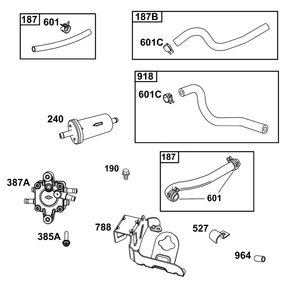 Fuel Supply Group Diagram and Parts List for 613477-0044-01 400000 - 699999 Briggs and Stratton Engine